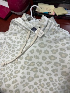 white/green leopard print hoodie